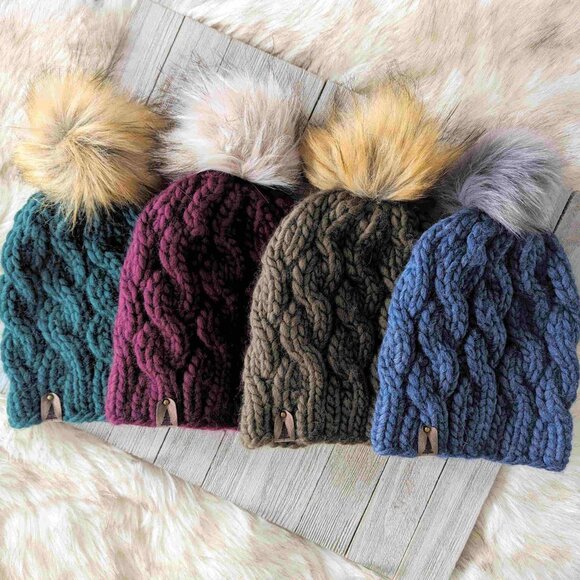 Hand Knit Luxury Cable Beanie - Picture 2 of 2